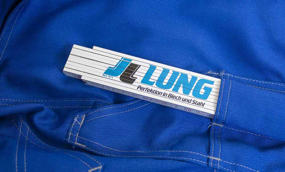 Werbeartikel Klassiker weisser Zollstock mit Lung Logo von miko®